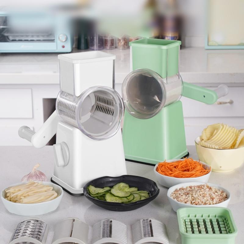 Multifunctional Hand Crank Rotary Vegetable Slicers Grater with Multiple Blade and Handle For Cheese Fruits Shredding