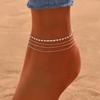 Jewelry New Simple Women's Summer Beach Anklet Personalized Multi-layer Bead Chain Jewelry