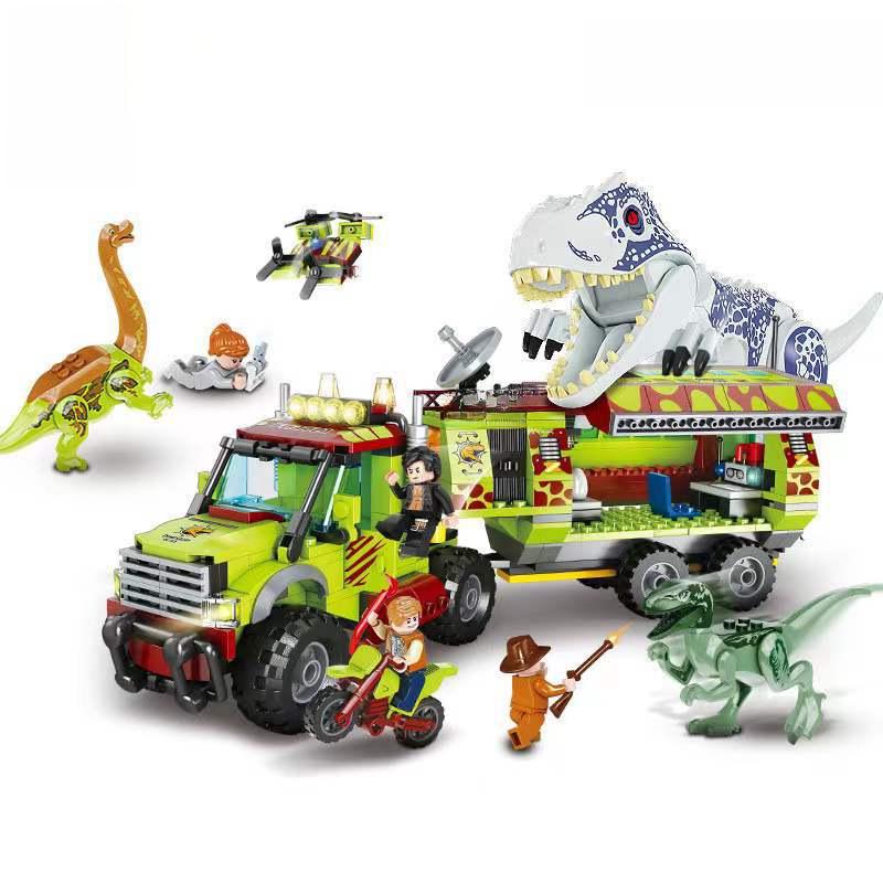 Orange Building Blocks Compatible with Lego Jurassic Series: Tyrannosaurus Rex Puzzle Toy - Perfect for Kids.