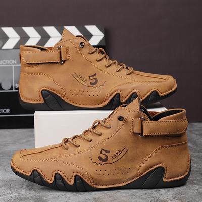 Handmade Autumn Men's Casual Boots Large Size Driving Car Boots Handmade Sewing Ankle Boots