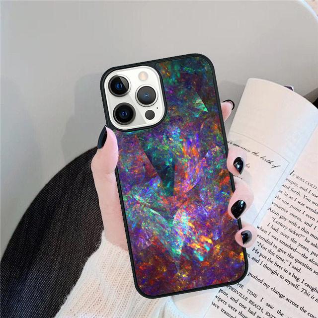 Opal Stone Iridescent Phone Case Cover For iPhone 17 Air 15 16 14 13 12 Pro Max 11 Pro Max Plus Coque Shell