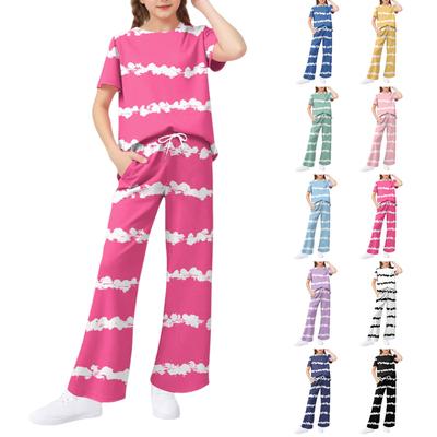 Conjunto de 2 piezas para niña - Camiseta de manga corta y pantalones de pierna ancha