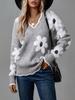 Women's Faux Mink Jacquard Lace Collar Knit Pullover Sweater for Autumn/Winter