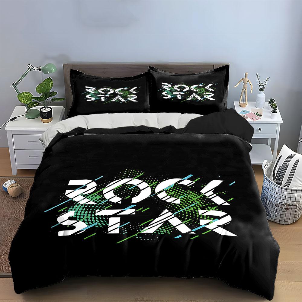 Rock Star Black Bedding Set Bedding Duvet Cover Set Duvet Cover Pillowcases (1 * Duvet Cover 2 * Pillowcases, without duvet insert)