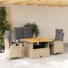 Vidaxl 4-Cz. Gartenmöbel-Set mit Kissen, Beige, Polyrattan