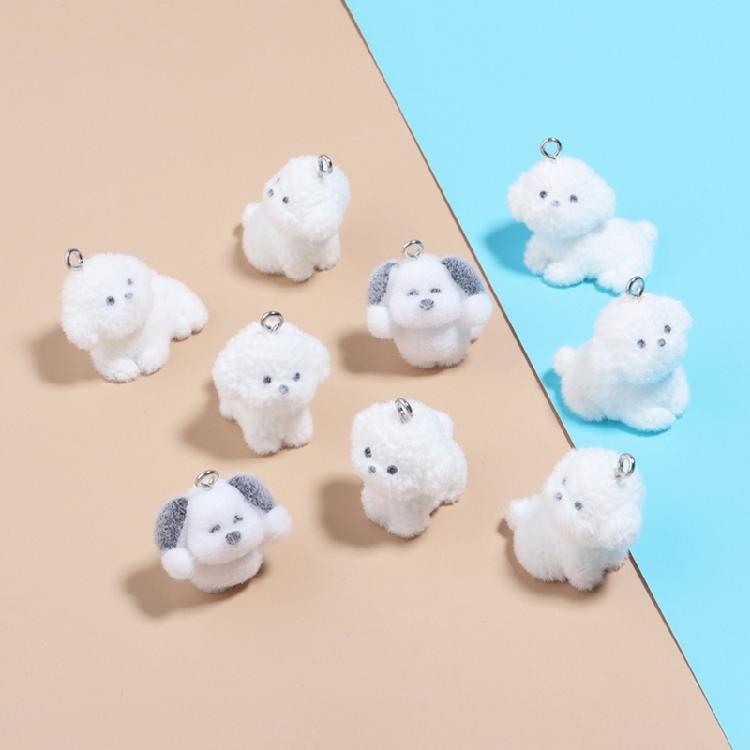 4Pcs Dog Pendant Keychain Decoration Stylish Dog Charm for Backpacks and Phones Flocking Animal Pendant Keyring