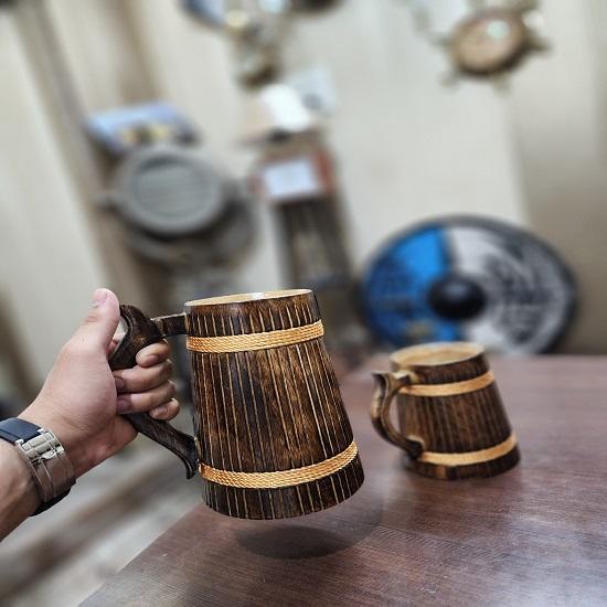 Set de 2 căni de bere din lemn de stilist frumos de designer