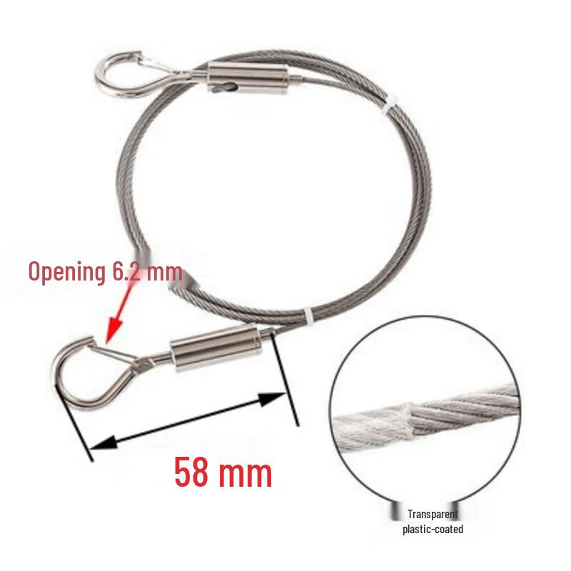 Industrial Grade 304 Stainless Steel PVC Coated Wire Rope with Spring Hooks
