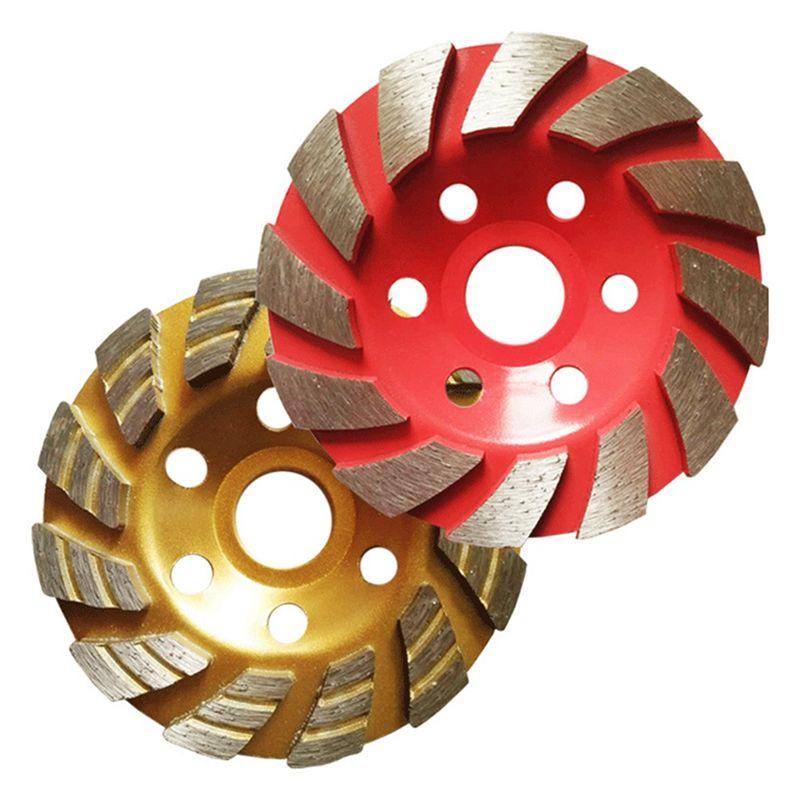 

AEE2-2 PCS Angle Grinder Grinding Disc Yellow & Red Steel 100Mm Cement Stone Concrete Bowl Grinding Disc Cutting Tool