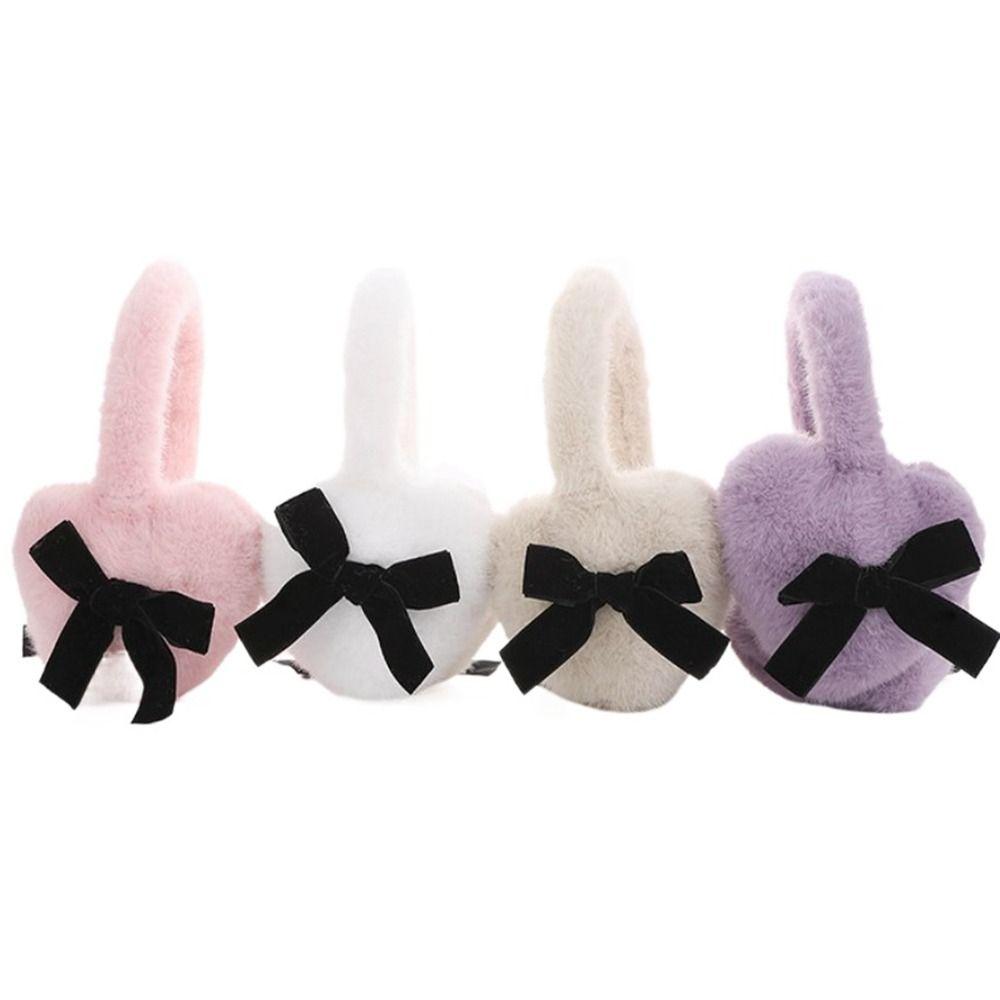 Soft Warm Y2k Bowknot Earmuffs Japanese Winter Earflap Fashion Faux Fur Plush Earmuffs  Lady