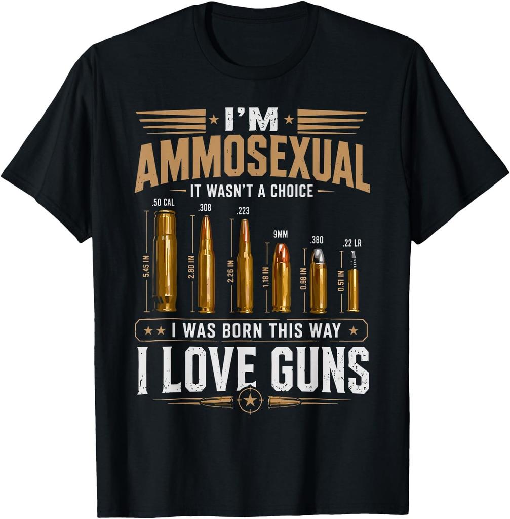 I'm Ammosexual Born This Way Love Guns USA Flag Graphic T-Shirt