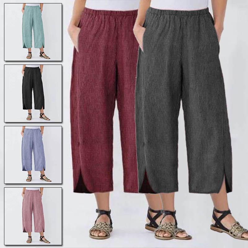 Buy Women Pants Long Pants Spring Summer Mid Waist Loose Casual Solid Color Comfortable Trousers