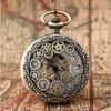 Gear Gun Black Mechanical Pocket Watch Vintage Flip Hollow Necklace Men's and Women's Watch Classic Pocket Watch
