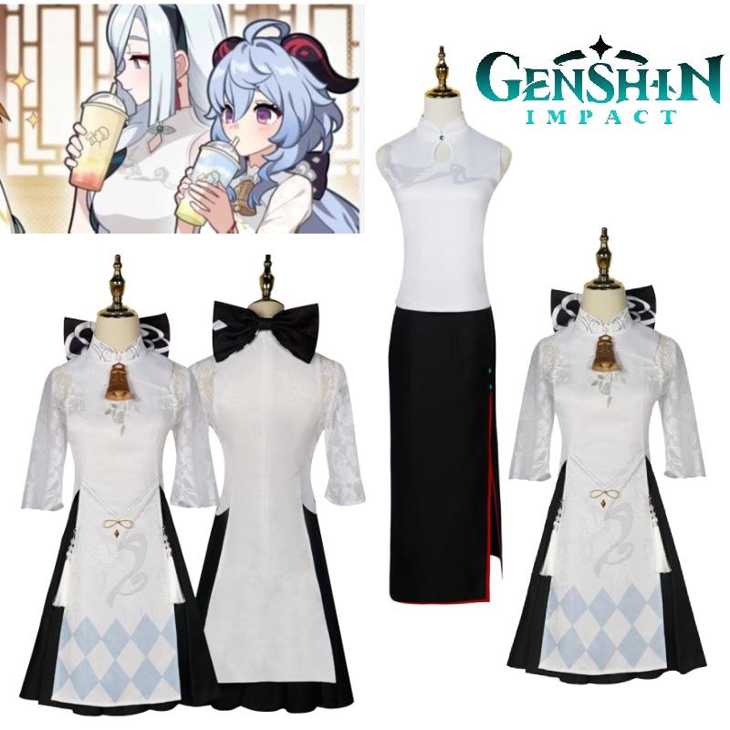 Original Genshin Impact Amber Tea Collaboration Cosplay Costume Vintage Cheongsam Outfit For Anime Exhibition