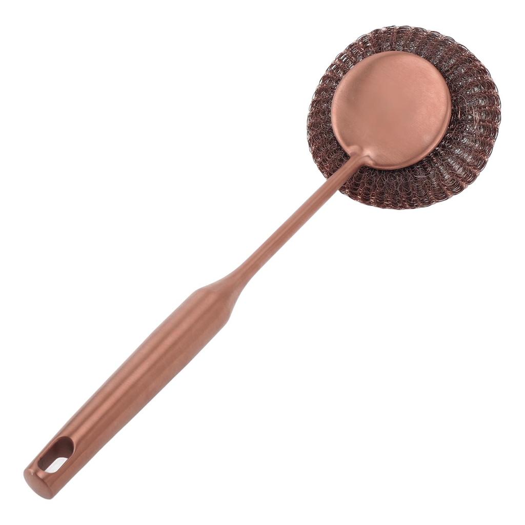 Langt Skaft Stålullskrubber Dyp Rengjøring Rustsikker Rustfritt Stål Oppvaskbørste for Gryter Panner Griller Rosegull