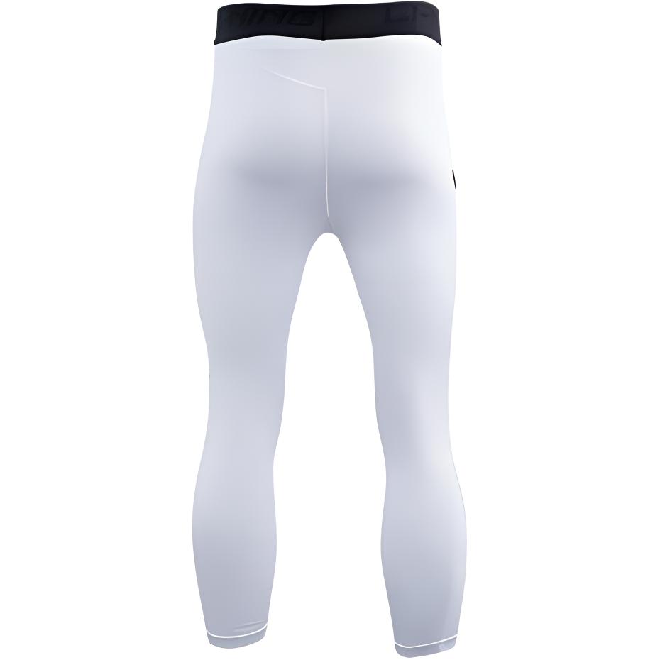 Li-Ning Color Block Slim Fit Stretch Knit Cropped Sports Pants Men Bottoms White AUQS059-2