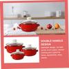 3Pcs Enamel Stockpot with Lid Easy to Clean Sturdy Heat Resistant Cookware Cooking Pot for Household Kitchen Restaurant Wedding