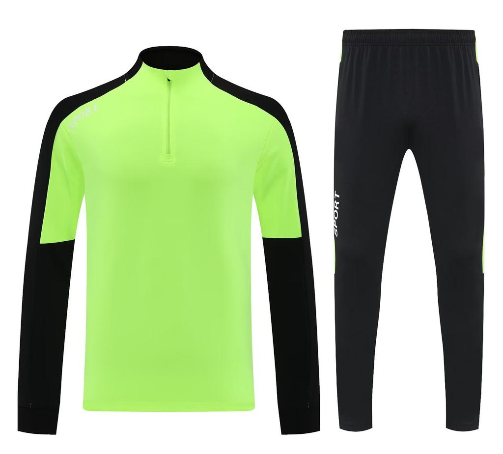 Light Plate Half Zipper Casual Sportswear Basic Trousers Football Training Suit Set