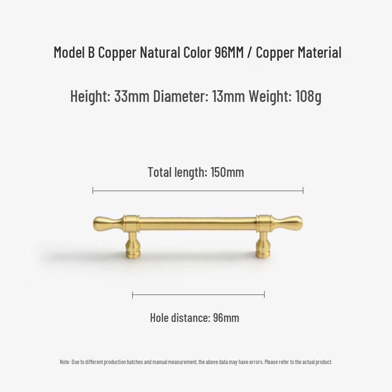 French Light Luxury Gold Brass Drawer Pull Handle