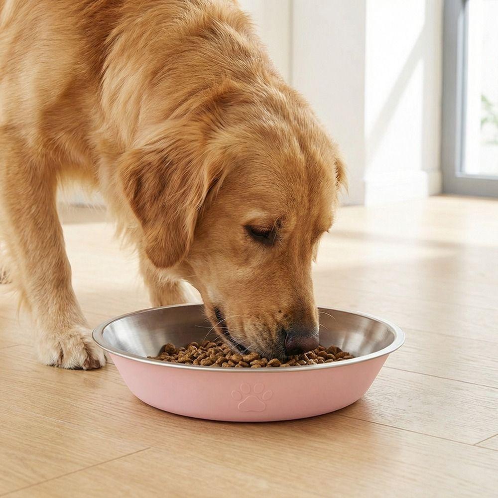 Non-slip Stainless Steel Dog Bowl Wide Mouth Cats Water Feeder  Pet Drinking Feeding