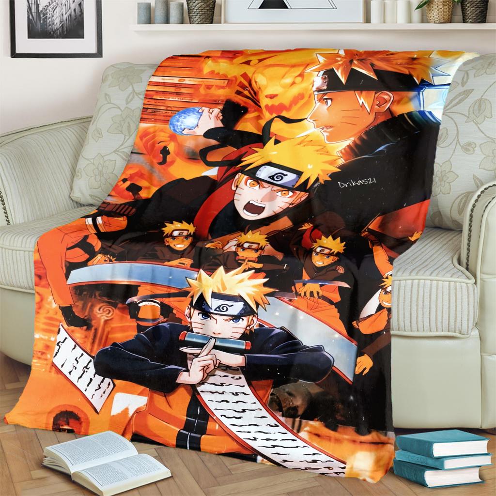 Anime-Naruto Print Blanket Warm Comfortable Flannel Blanket for Bedrooms, Sofas, Beds, Chairs, Picnics, Travel -LXR47