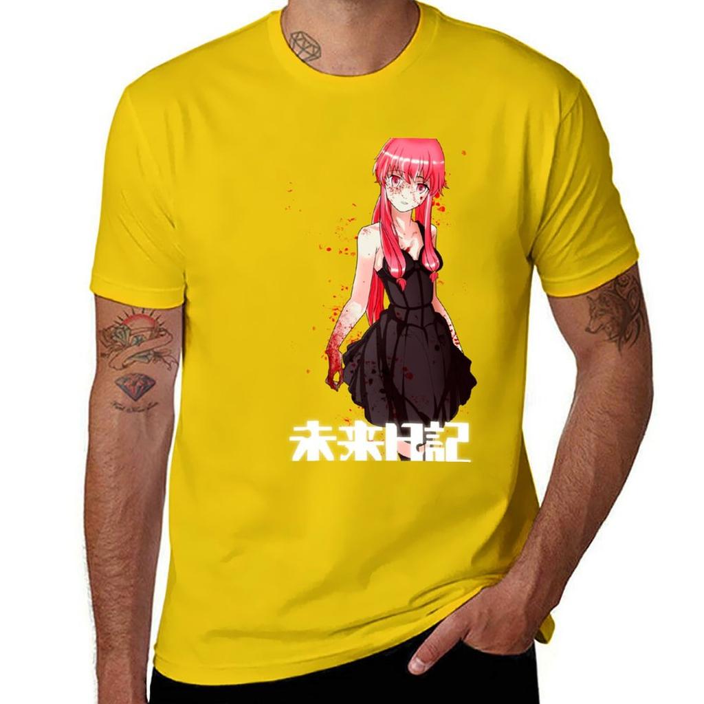 Mirai Nikki Tshirt Korean Fashion Aesthetic Clothes Animal Prinfor Boys Blacks Slim Fit T Shirts for Men