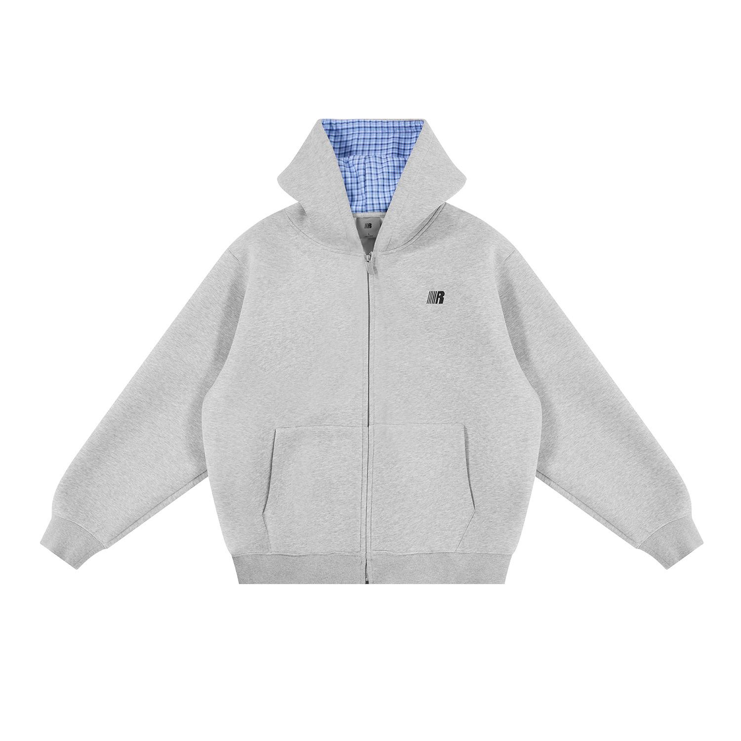 Толстовка-куртка с капюшоном R-Pattern из воздушного слоя для мужчин и женщин - Осенний свободный кардиган Extra Large хизер серый 8890₽