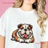 English Bulldog T Shirt Dog Lover Idea Pet Owner Apparel Casual Wear Animal Illustration Cotton Top Vintage Washed Graphic