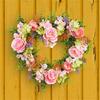Heart Shaped Wreath Valentine's Wreath Flower Wreath Artificial Rose Garlands