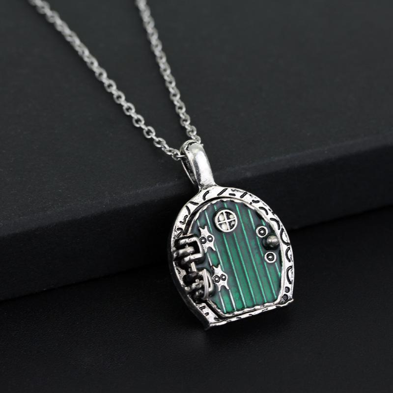Hobbit Birdcage Alloy Necklace with Openable Pendant; Hobbit Door Ornament Necklace; Suitable for Both Men and Women