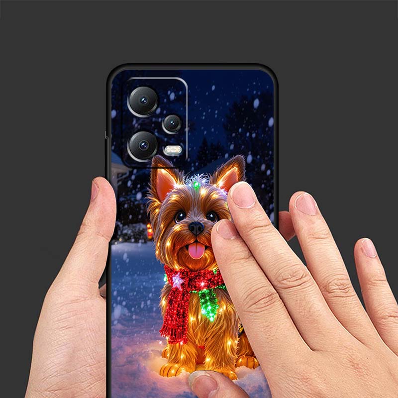 Christmas Cartoon Cat Art Phone Case For Xiaomi Redmi Note 15 14 13 12 12S 11E 11 11S Pro Plus 4G 5G Black Soft TPU