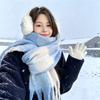 Korean Blue Plaid Scarf Women's Winter Thickened Warm Imitation Mohair Shawl Dual-purpose Student Versatile Scarf