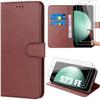 Case - Samsung - Galaxy S23 FE - PU Leather - Shockproof Protection - 2 Tempered Glasses