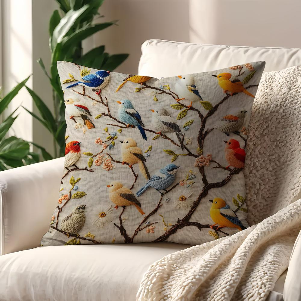 BirdPatterned Colorful and Delicate cushion cover For Pillow Printing Sofa Decoration Home Car Room Office Nordic Simplicity