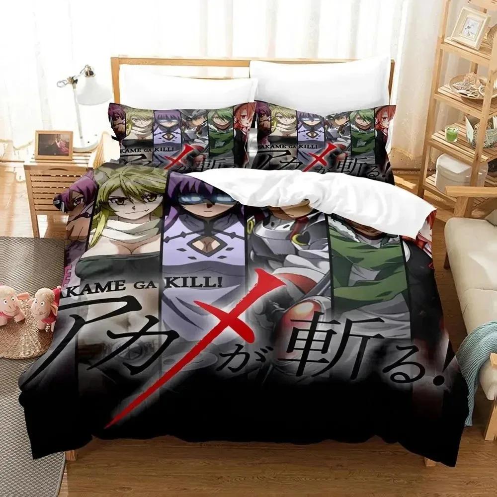Anime Akame Ga Kill Esdeath Sängkläder Set Pojkar Flickor Enkel Dubbel Queen Size Påslakan Örngott Säng Barn Vuxen Hemtextil