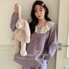 Double yarn crew neck lace cartoon small fresh Layla garden series long sleeves trousers Yi Tian Zi