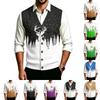 Herre Juleprint V-hals Sweater med Store Knapper