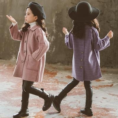 2-12Y Kids Clothes Girls Woolen Jacket Long Child Coats Bowknot Fashion Trench Overcoat Spring Autumn Winter Baby Infant Outwear