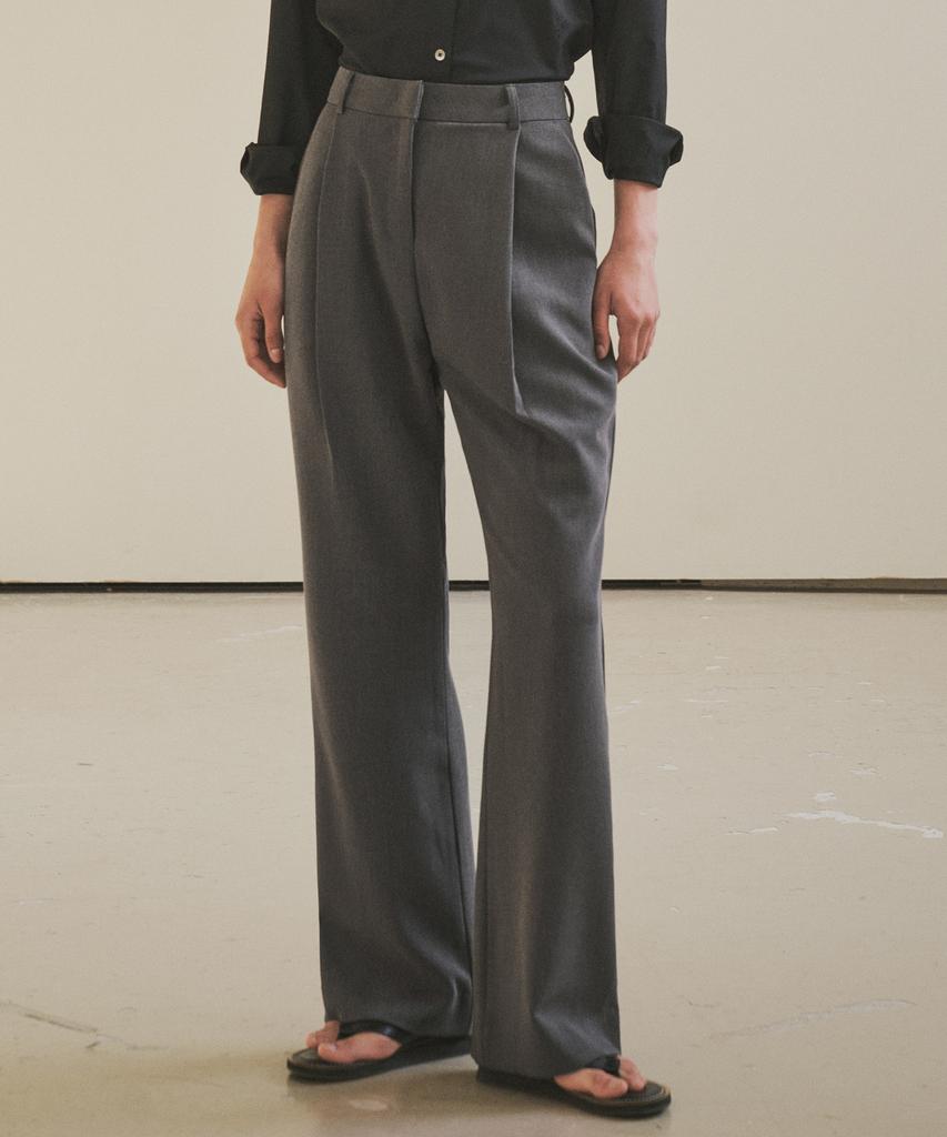 Siyajyu Sipt7108 One-Pleat Loose Fit Bootcut Slacks_Charcoal