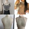 Pearls Body Chain Bra Multilayer Pearls Chest Chains Body Accessories Jewelry for Women Nightclub Raves Body Jewelry