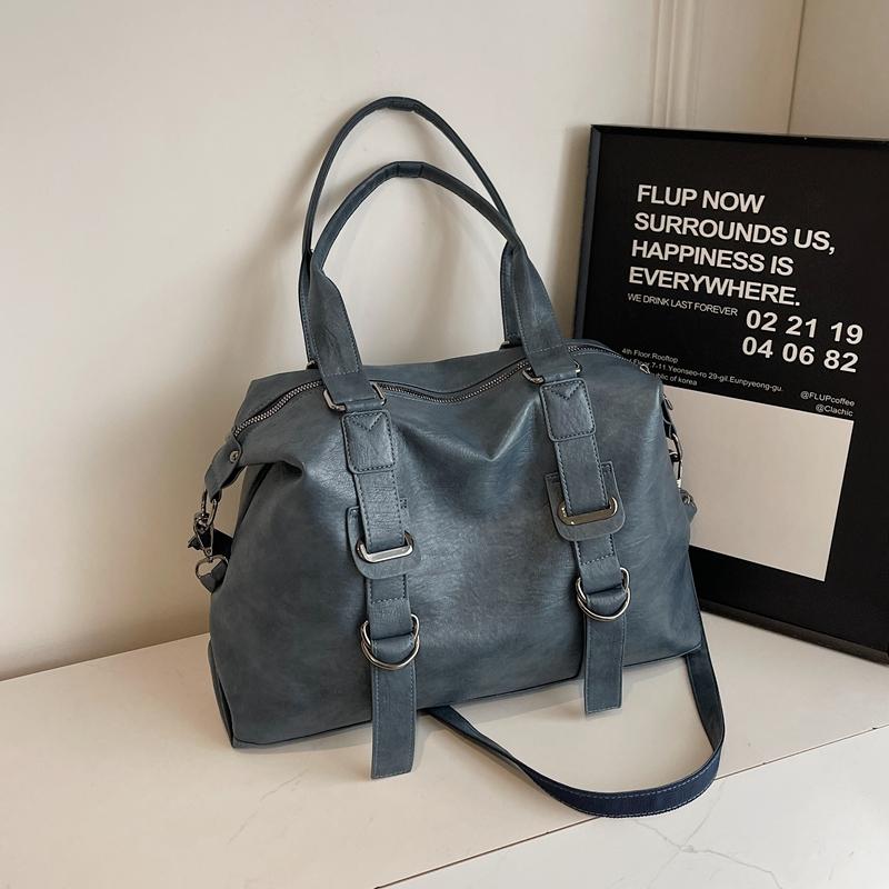 

Сумка-багет из искусственной ПУ кожи, ретро-сумка через плечо с регулируемым ремешком, сумки-тоут для женщин 38 *15 *27 cm синий