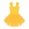 Child Girls Gymnastics Leotards with Tutu Skirt V Neck Sleeveless Dance Dress Ballerina Dancewear Ballroom Costume