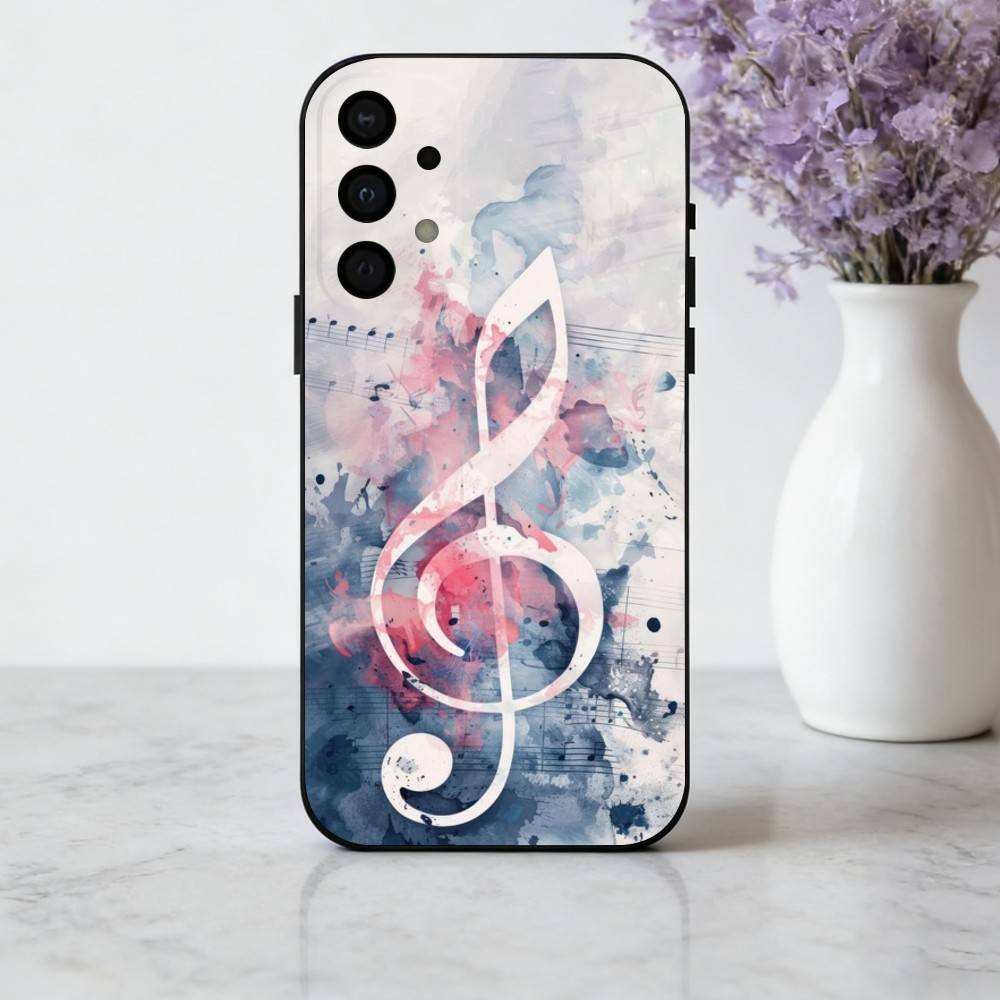 M-Music Art T-Treble Clef Phone Case For Samsung Galaxy A73,A72,A71,A70,A53,A52,A51,Soft Silicone Black Cover