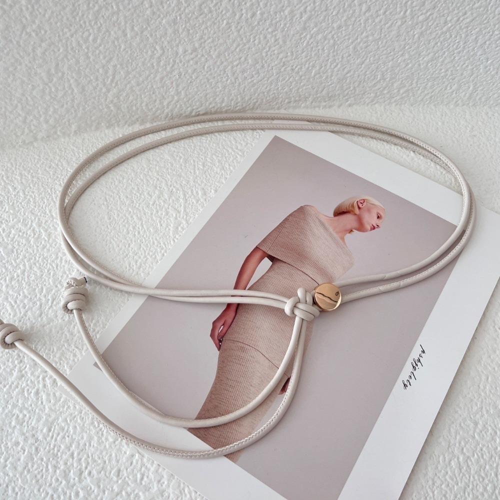 Fashionable Soft PU Leather Rope Belts Long Length Thin Waist Chain Adjustable Waist Belt Women Lady Girl