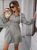 2025 Autumn Women's Striped Casual Elegant Waist-Cinching Long-Sleeve Shirt Dress
