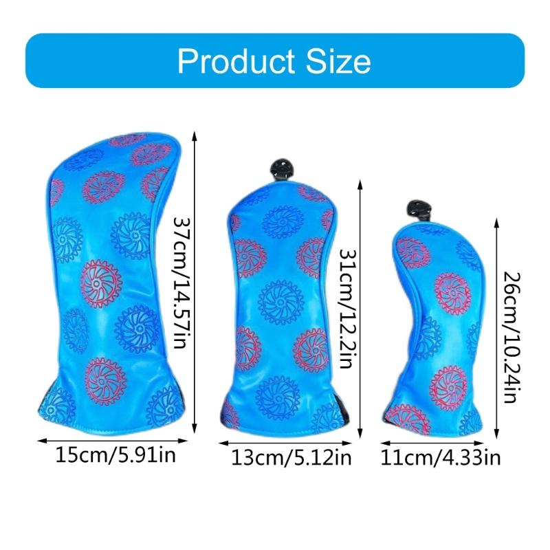 3 ks Voděodolné Potahy na hlavy golfových holí Koženka PU Potah na hlavu golfové hole Vzor ozubeného kola Potah na hlavu fairwayového woodu Golfové příslušenství