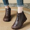 Full cowhide wool women's boots thick-soled retro short boots winter middle-aged mother shoes genuine leather boots