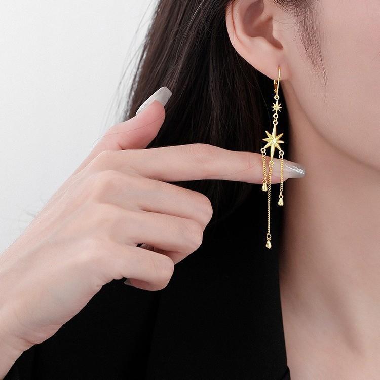 Geometric Star Drop Pendant Earrings For Women With Alloy Electroplating And Unique Style