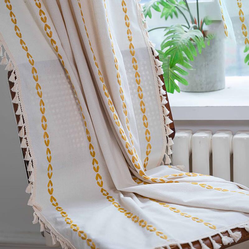 Jingga Embroidered Rod Pocket Semi-Blackout Curtain