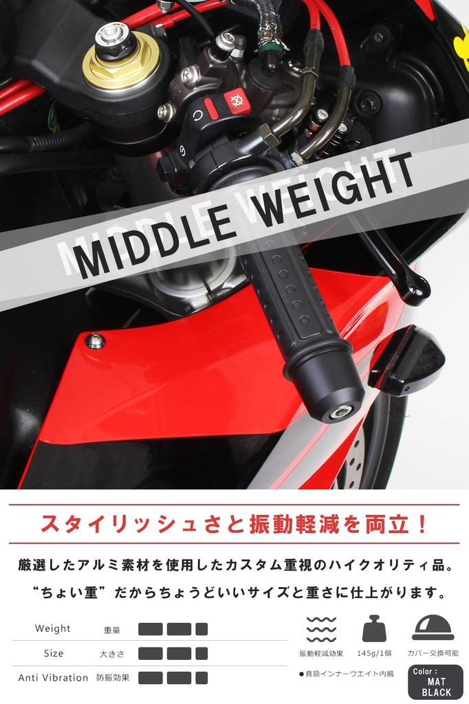 POSH 032699-26-10 Motorcycle Supplies Handlebar End Middle Weight Bar End Yamaha Genuine Handle M6 Type YZF-R25 Other Matte Black